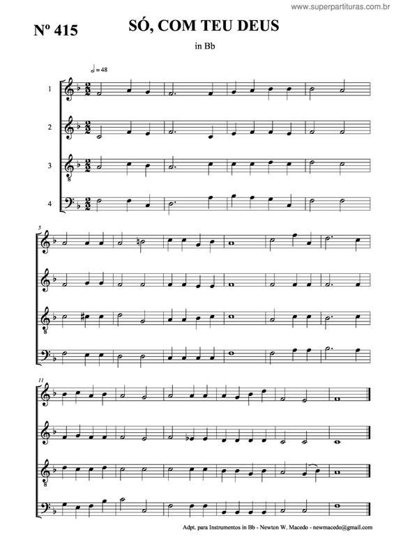 Partitura da música Só, Com Teu Deus v.2