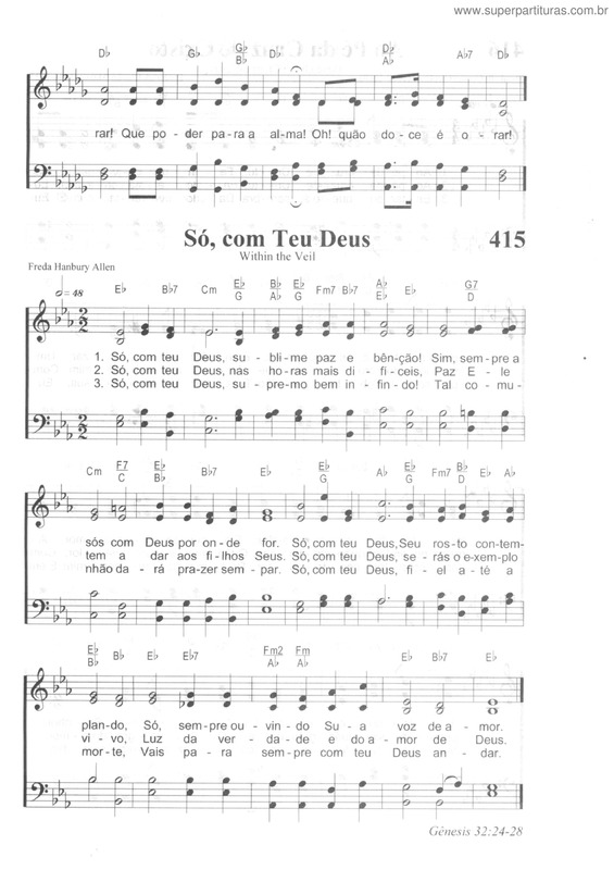 Partitura da música Só, Com Teu Deus