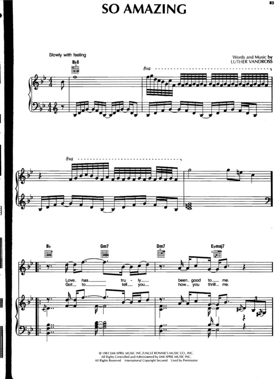 Partitura da música So Amazing