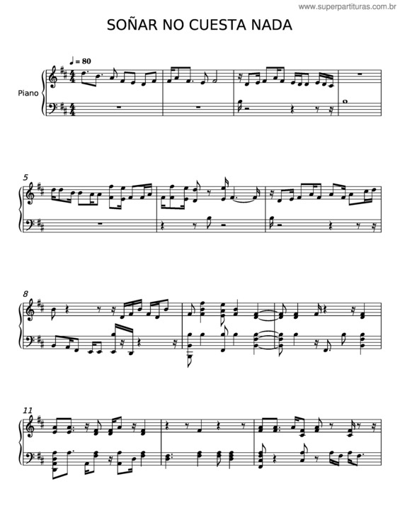 Partitura da música Soñar No Cuesta Nada