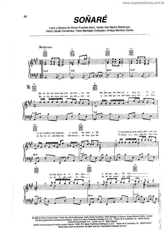 Partitura da música Soñaré