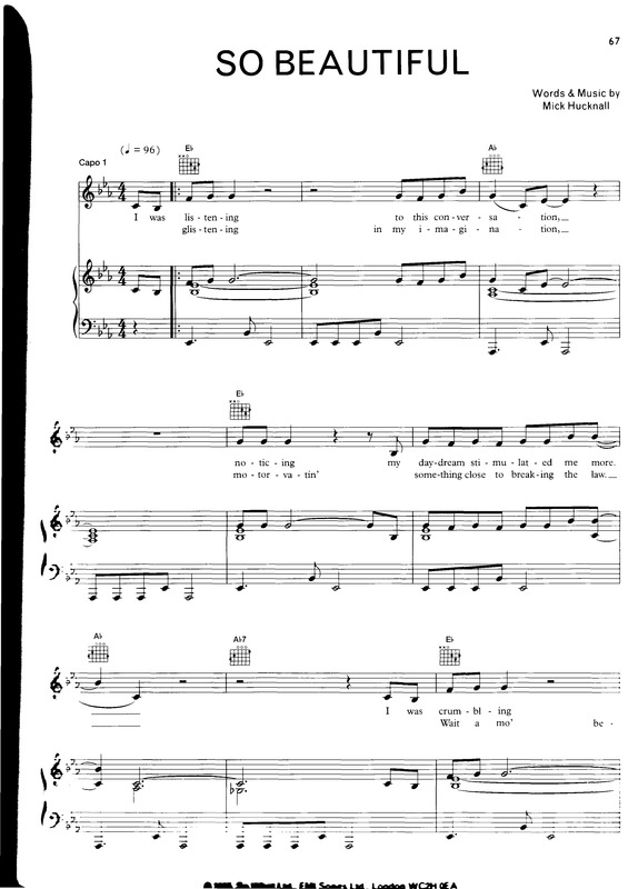 Partitura da música So Beautiful