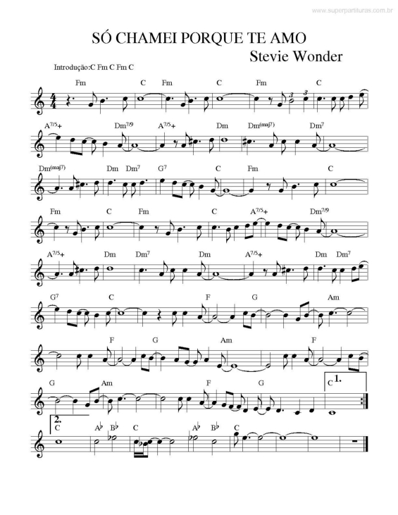 Partitura da música Só Chamei Porque Te Amo