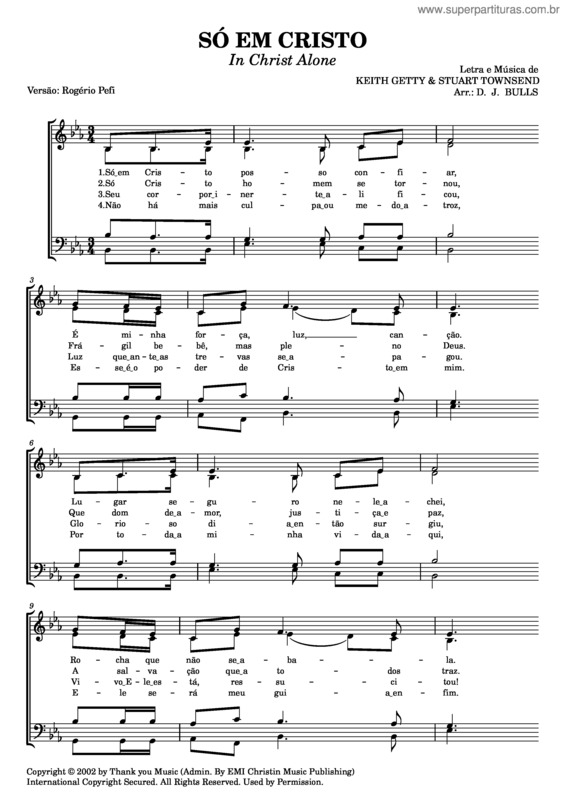 Partitura da música Só Em Cristo v.2