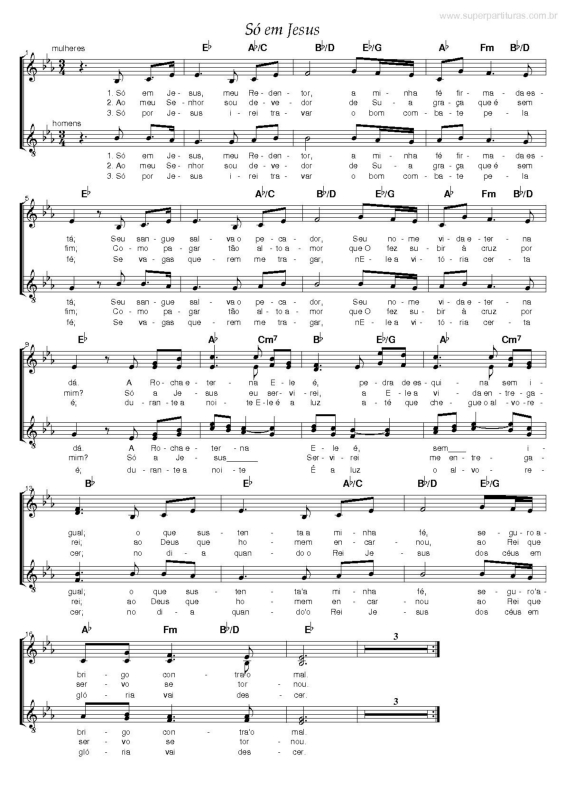 Partitura da música Só Em Jesus