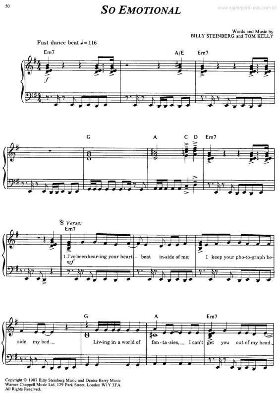 Partitura da música So Emotional