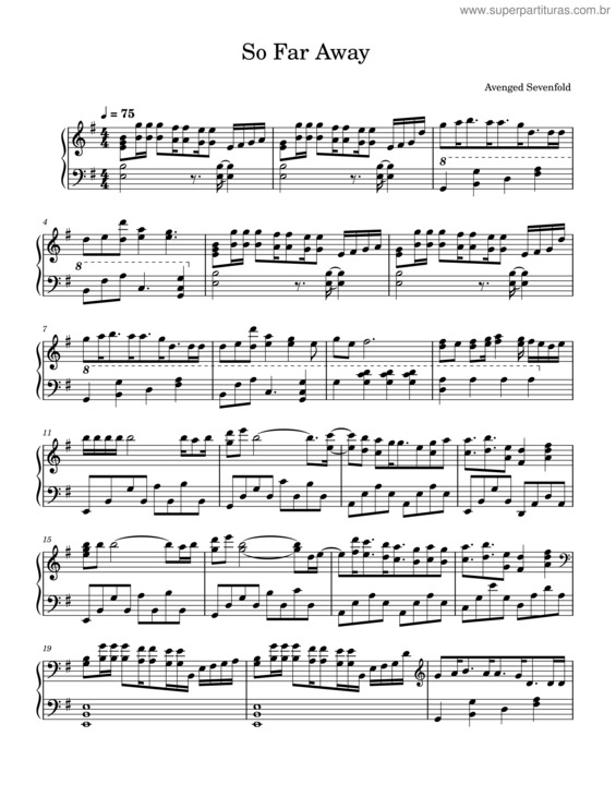Partitura da música So Far Away – Avenged Sevenfold