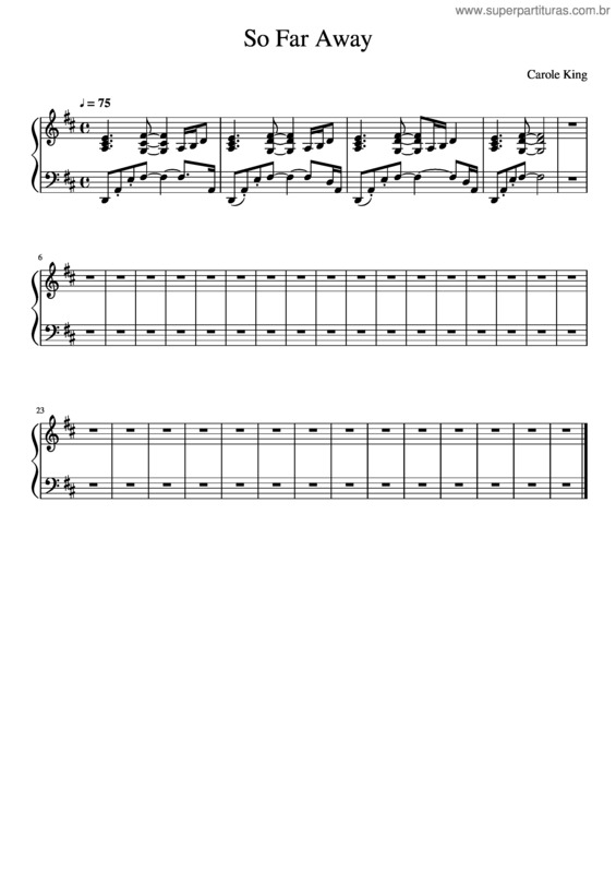 Partitura da música So Far Away – Carole King