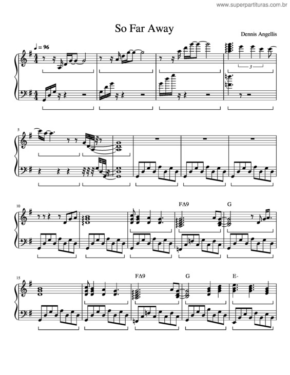 Partitura da música So Far Away – Dennis Angellis