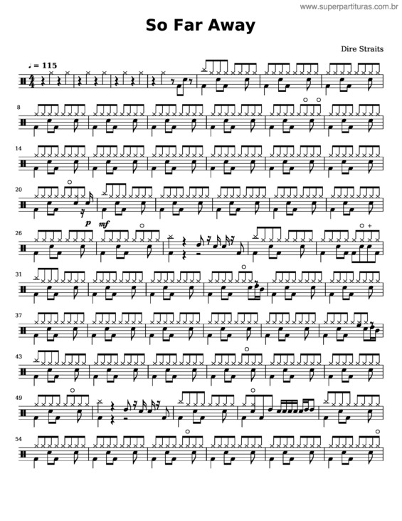 Partitura da música So Far Away – Dire Straits