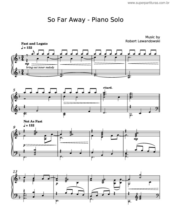 Partitura da música So Far Away – Robert Lewandowski