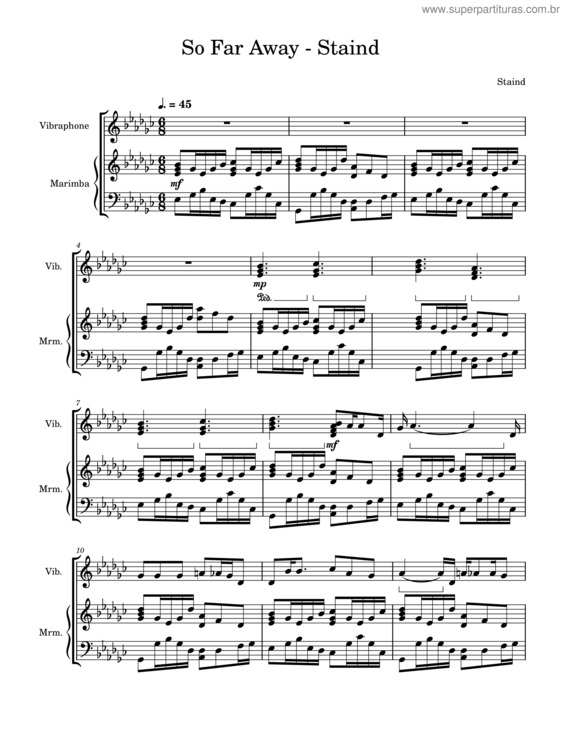 Partitura da música So Far Away – Staind