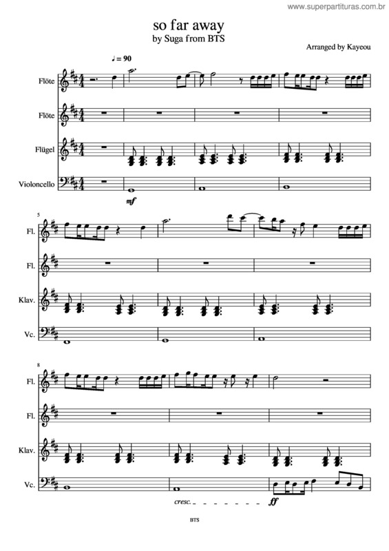 Partitura da música So Far Away Suga