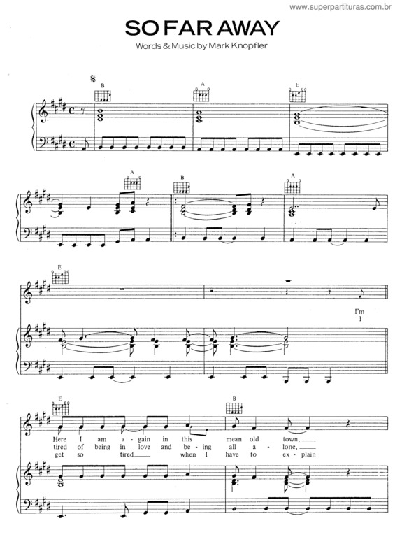 Partitura da música So Far Away v.3