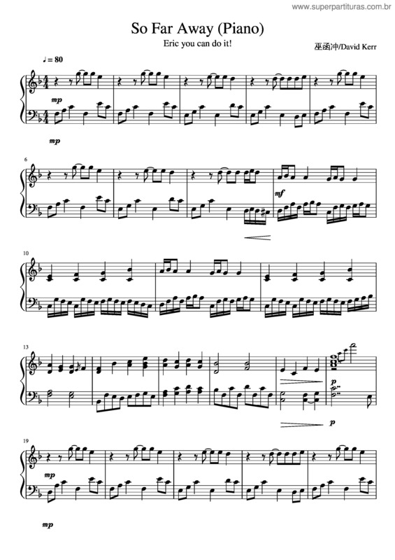 Partitura da música So Far Away v.8