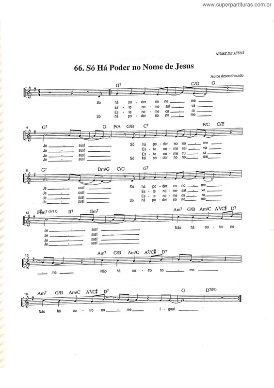 Partitura da música Só Há Poder No Nome De Jesus