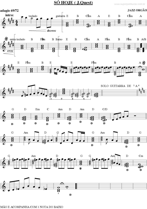 Partitura da música Só Hoje v.3