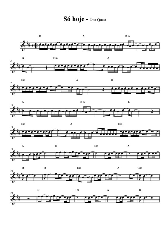 Partitura da música Só Hoje v.7