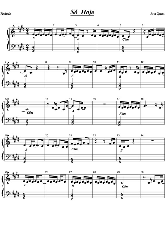 Partitura da música Só Hoje v.9