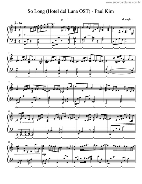 Partitura da música So Long