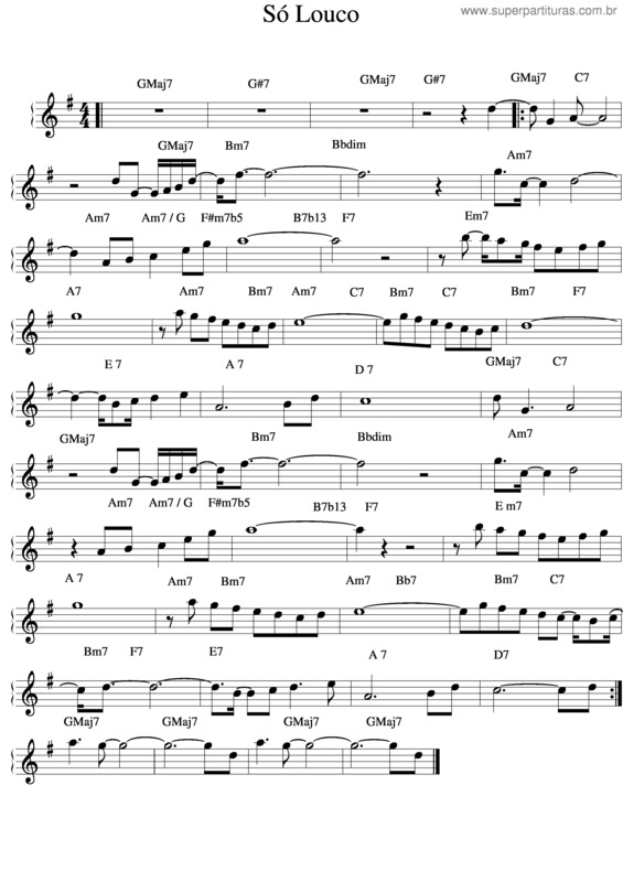 Partitura da música Só Louco v.2