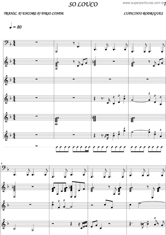 Partitura da música So Louco v.3