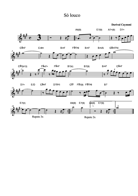 Partitura da música Só Louco v.4