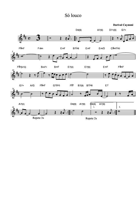 Partitura da música Só Louco v.5