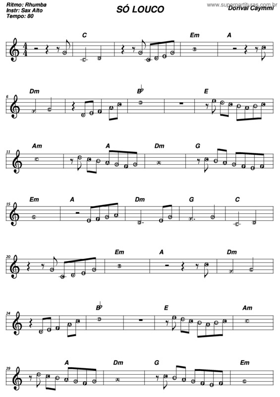 Partitura da música Só Louco v.7