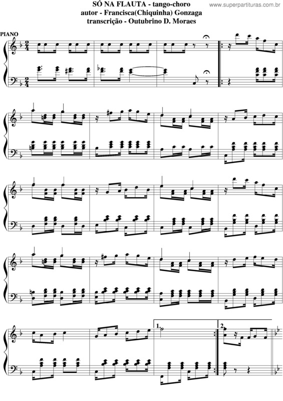 Partitura da música Só Na Flauta