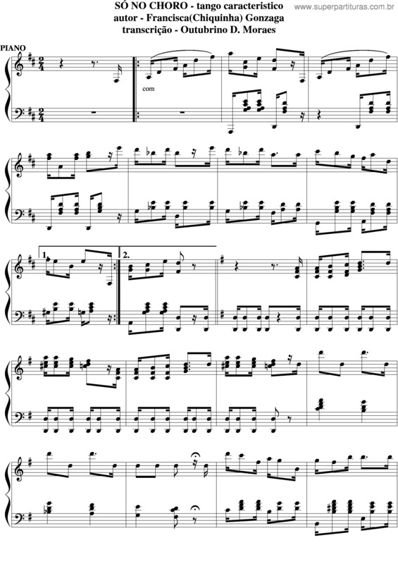 Partitura da música Só No Choro