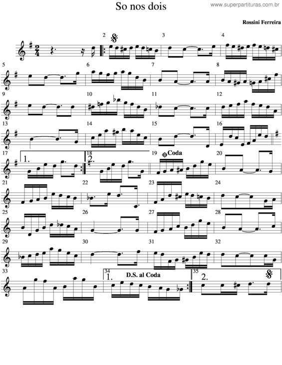 Partitura da música Só Nós Dois