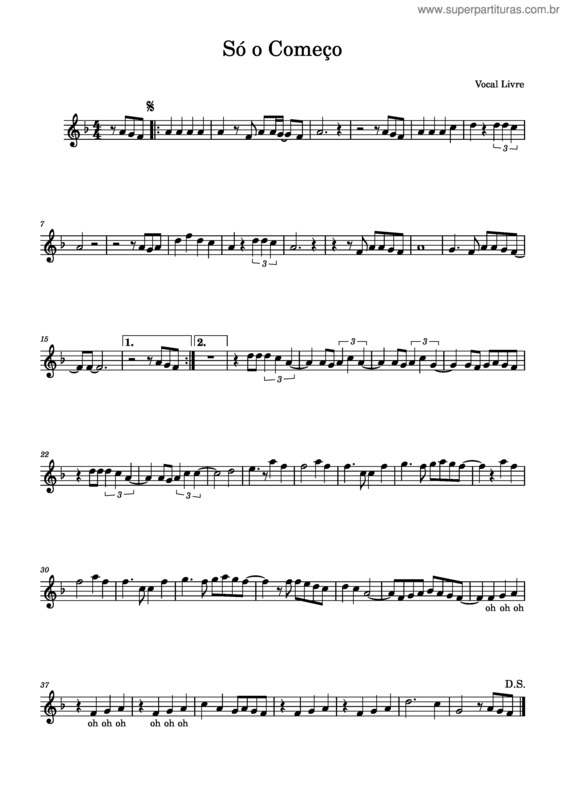 Partitura da música Só O Começo – Vocal Livre Só O Começo