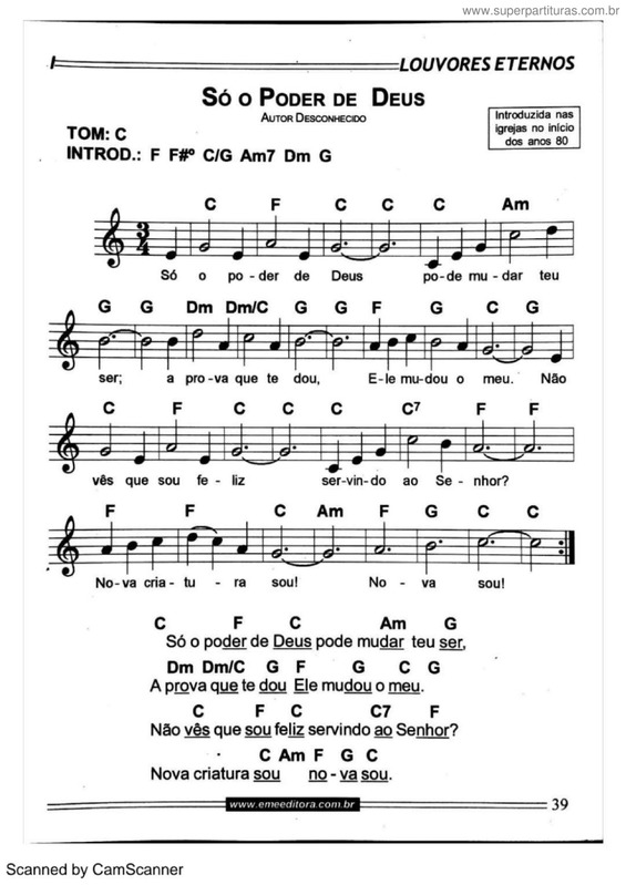 Partitura da música Só O Poder De Deus