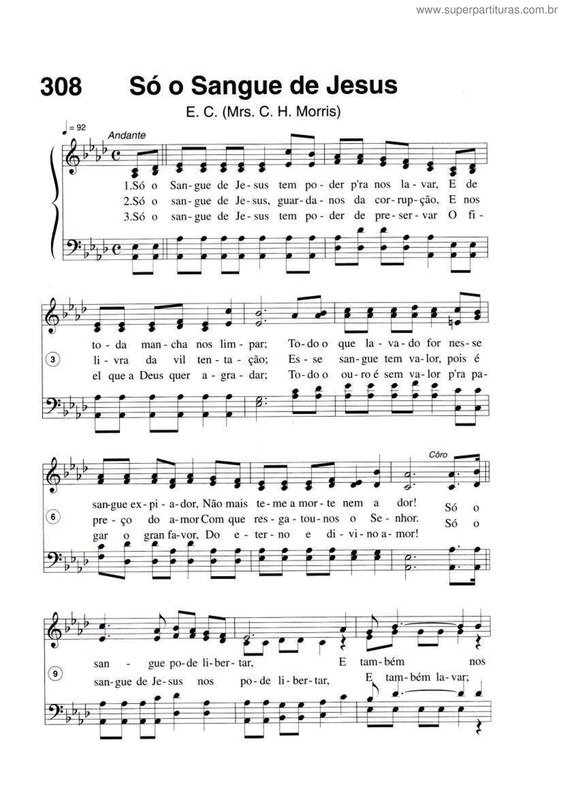 Partitura da música Só O Sangue De Jesus