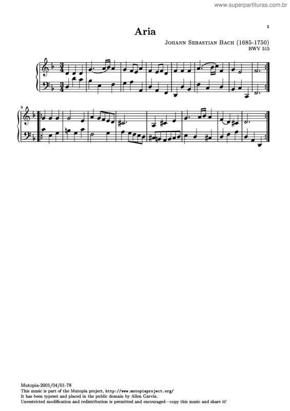 Partitura da música So oft ich meine Tobackspfeife, aria