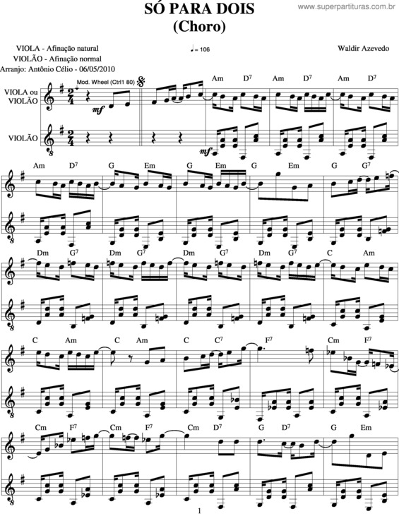 Partitura da música Só Para Dois v.3