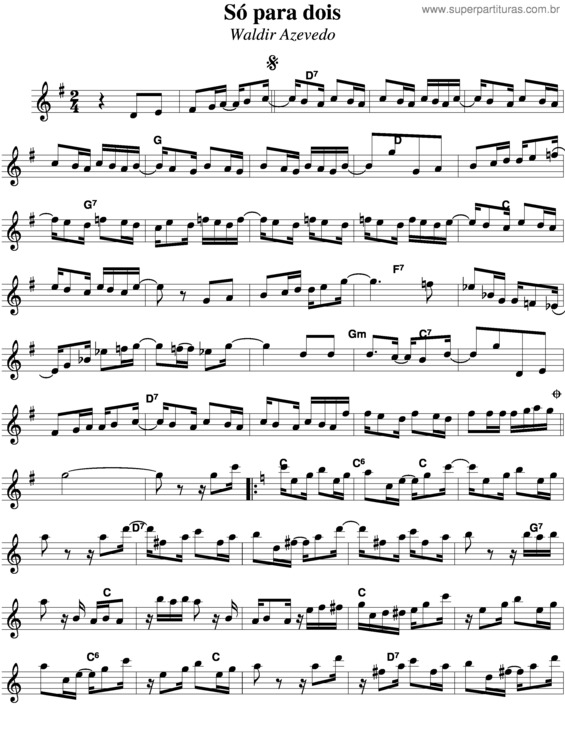 Partitura da música Só Para Dois