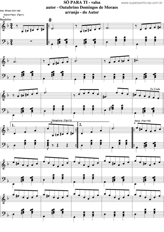 Partitura da música Só Para Ti v.2