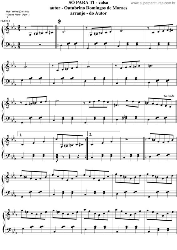 Partitura da música Só Para Ti v.3