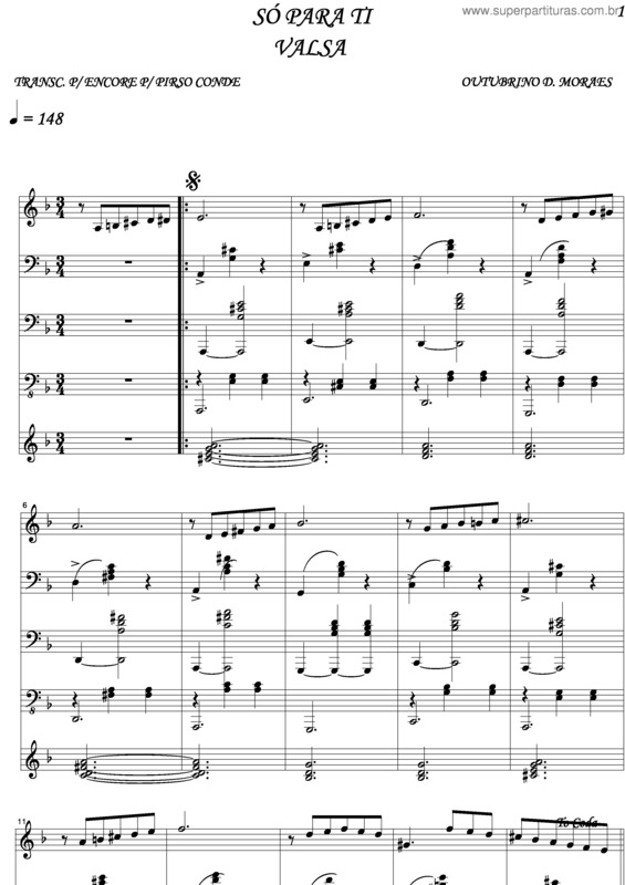 Partitura da música Só Para Ti