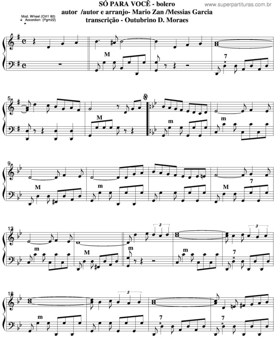 Partitura da música Só Para Você v.2