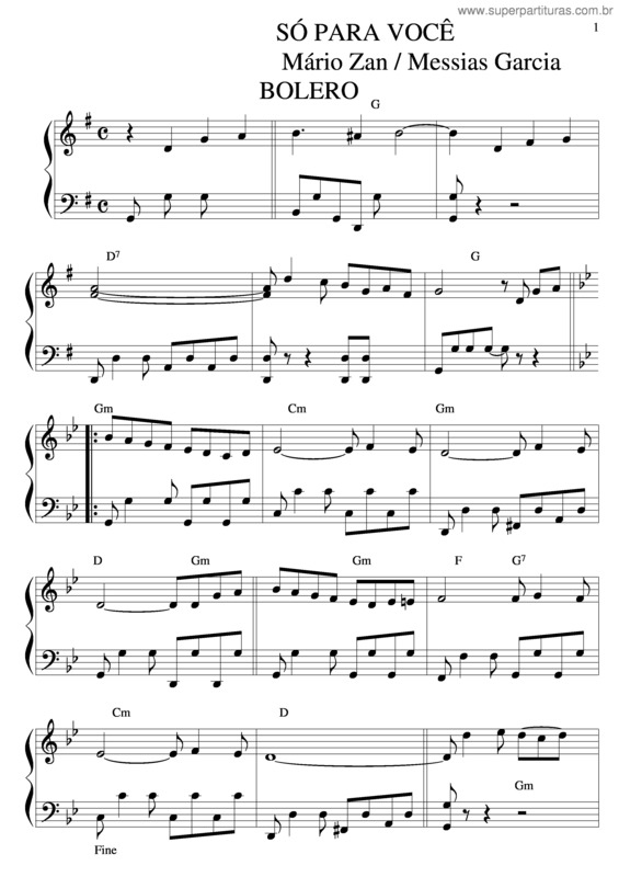 Partitura da música Só Para Você