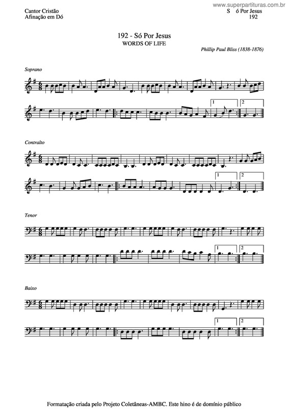 Partitura da música Só Por Jesus v.2