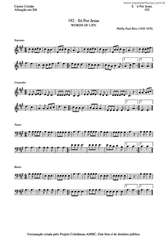 Partitura da música Só Por Jesus v.3