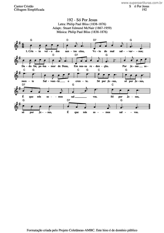 Partitura da música Só Por Jesus