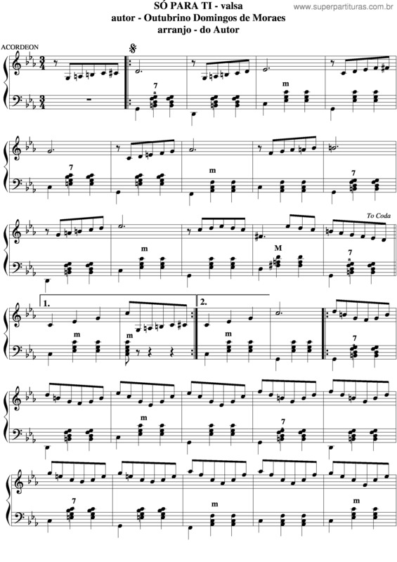 Partitura da música Só Por Ti 