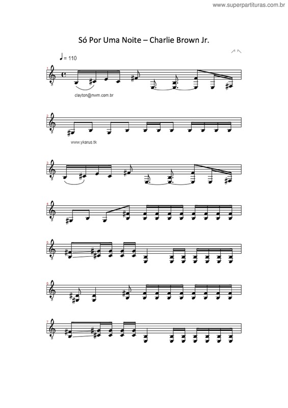 Partitura da música Só Por Uma Noite