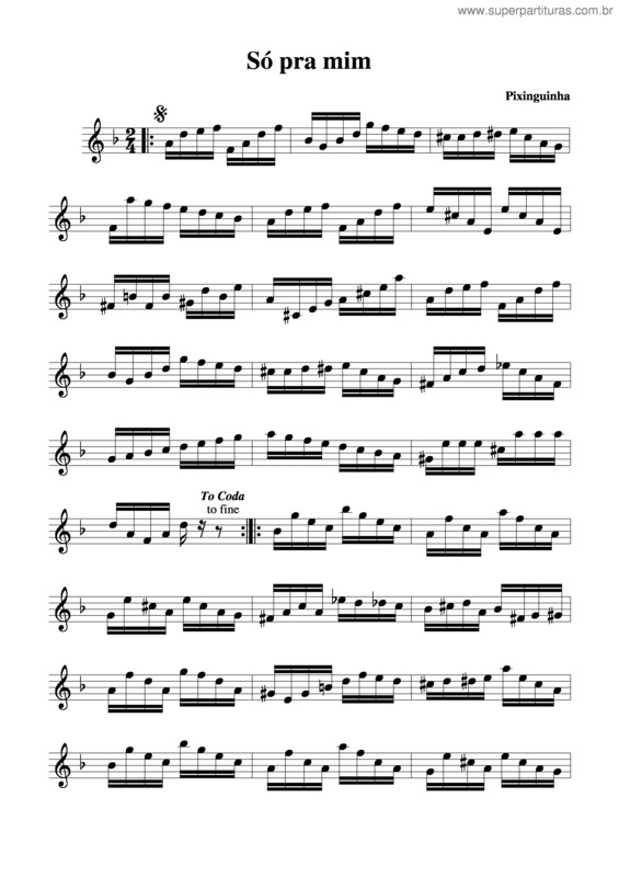 Partitura da música Só Pra Mim v.2