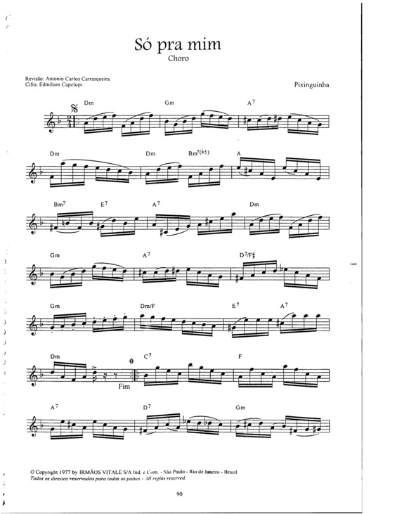 Partitura da música Só Pra Mim v.4